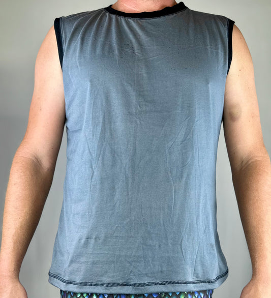 Men's Singlet. Short Sleeve. Grey