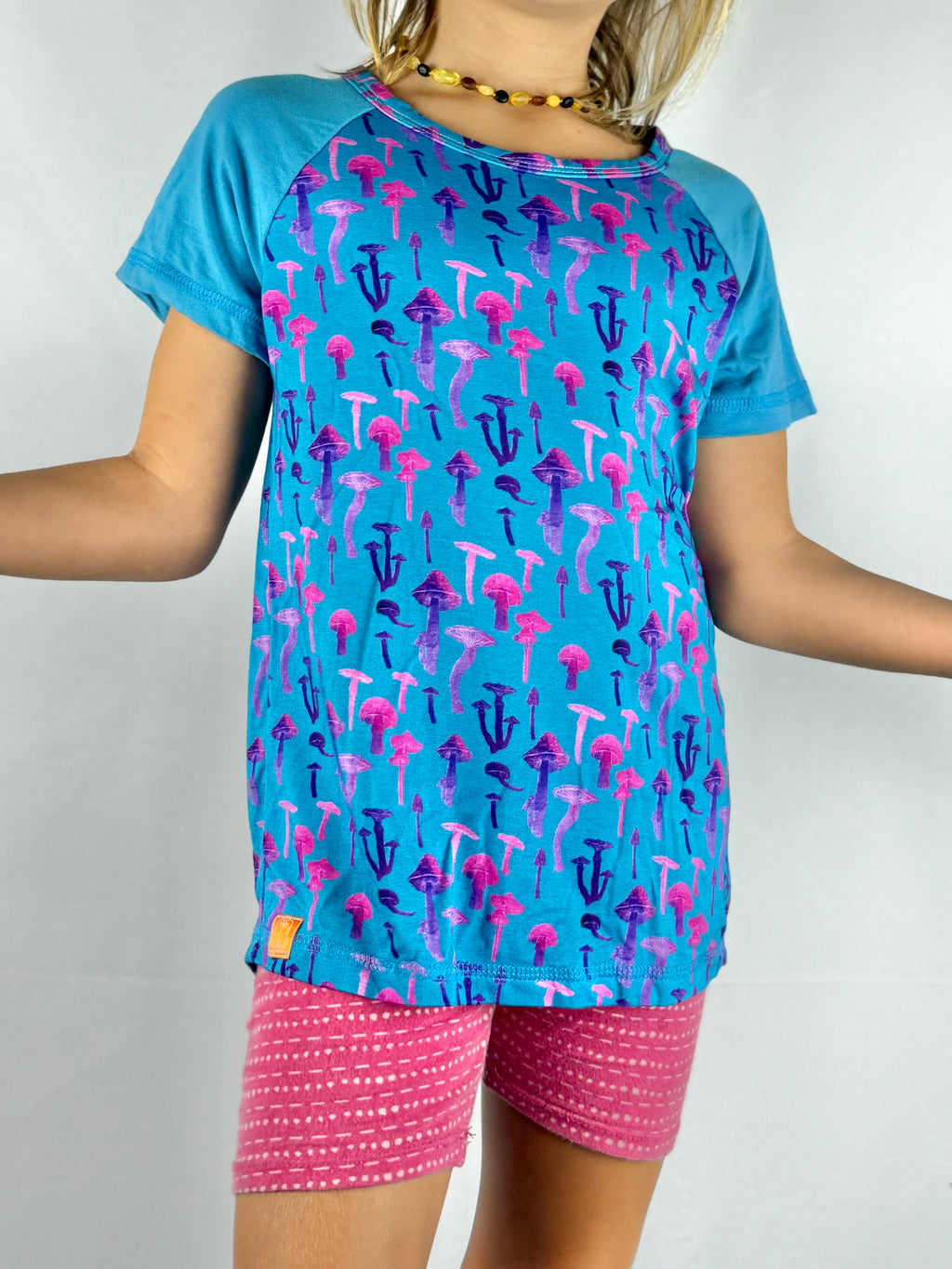 Mushroom T-Shirt - Short Sleeved - Blue