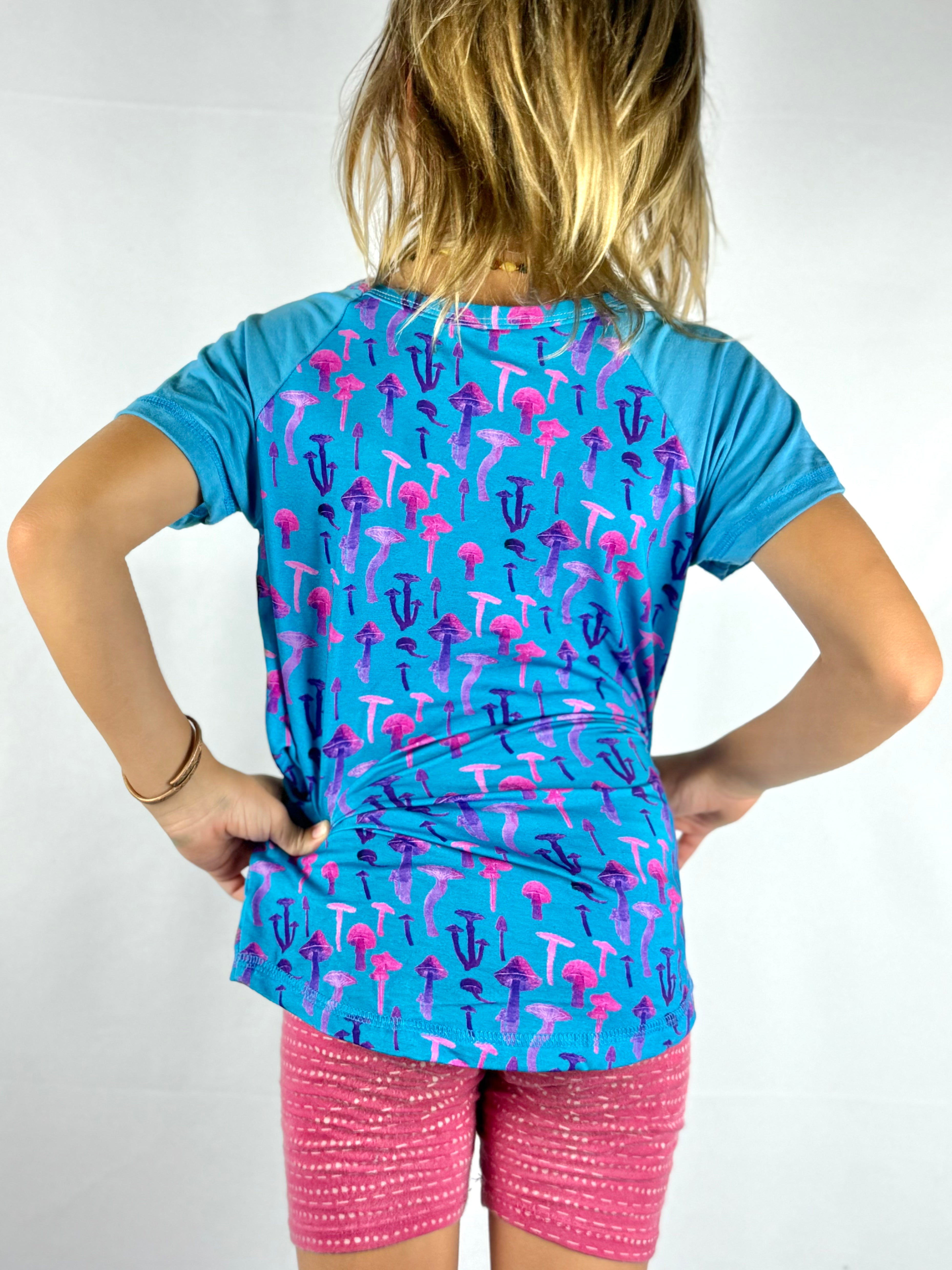 Mushroom T-Shirt - Short Sleeved - Blue