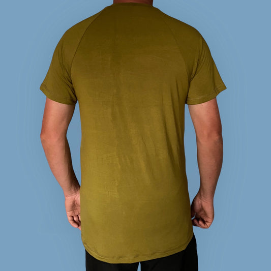 Men's Raglan T-Shirt. Short Sleeve. Full Olive.