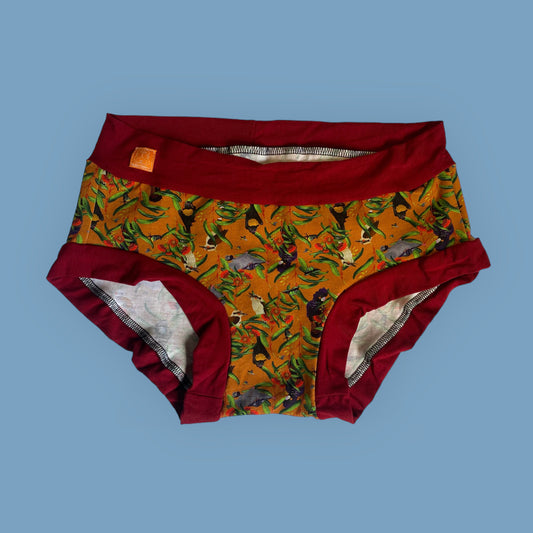 Women's Hipster Boy Leg Underwear : Blue & Orange Animals