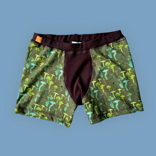 Men's Underwear - Boxer Briefs - Green Mushrooms