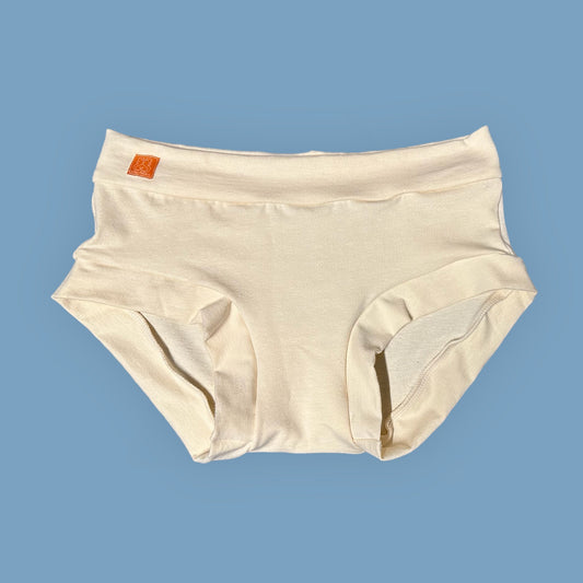 Women's Hipster Boy Leg Underwear : White Hemp