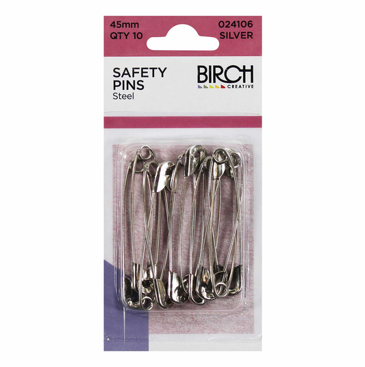 45mm Safety Pins - 10 pack