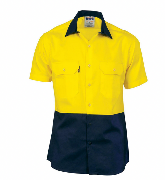 DNC Yellow short sleeved Cotton Shirt - Mens