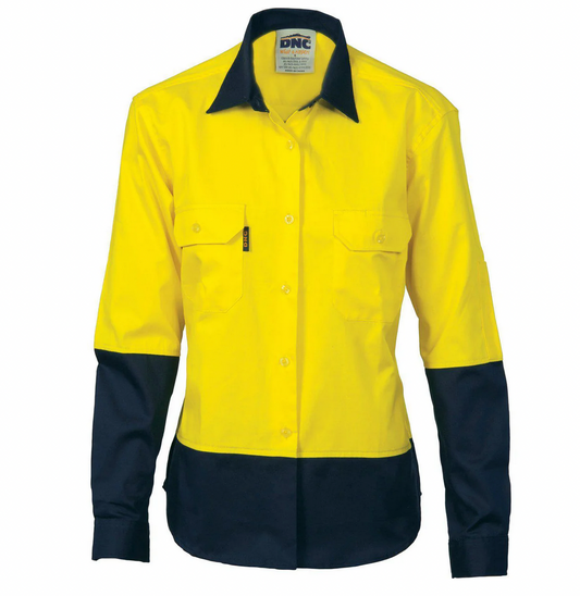 DNC Yellow long sleeved Cotton Shirt - Ladies