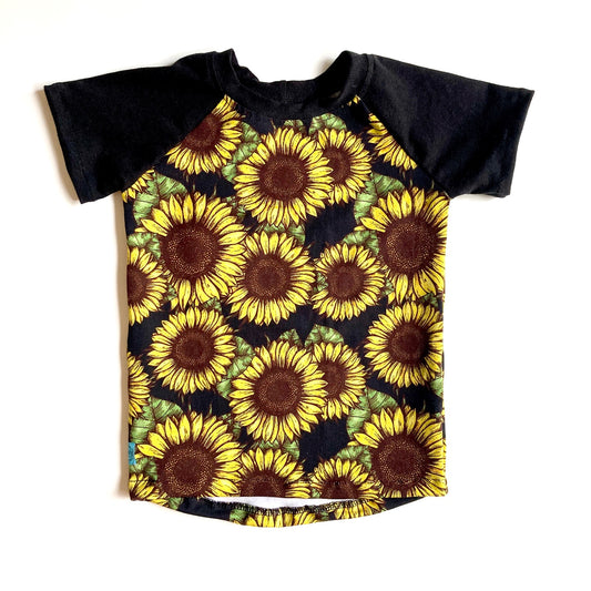 Kid's Raglan T-Shirt : Sunflower Noir with Black