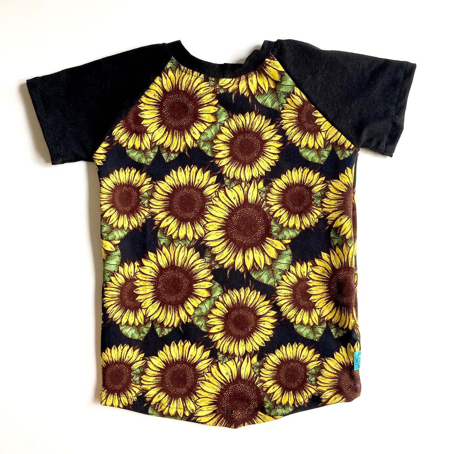 Kid's Raglan T-Shirt : Sunflower Noir with Black