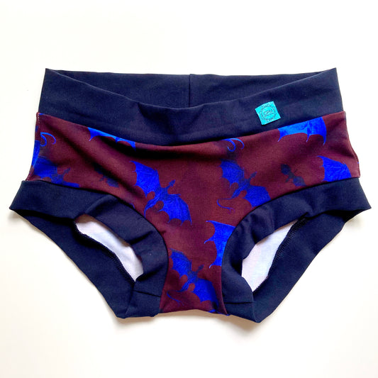 Women's Hipster Boy leg Underwear : Great Basilisk with Navy