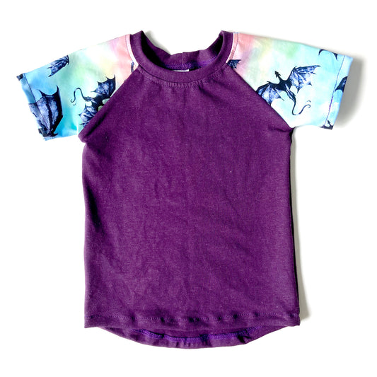 Kid's Raglan T-Shirt : Short Sleeve. Purple